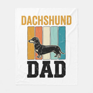 Vintage Dachshund Vader Hond Liefhebber Vector Des Fleece Deken