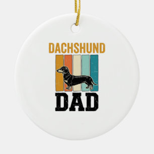 Vintage Dachshund Vader Hond Liefhebber Vector Des Keramisch Ornament