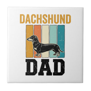 Vintage Dachshund Vader Hond Liefhebber Vector Des Tegeltje