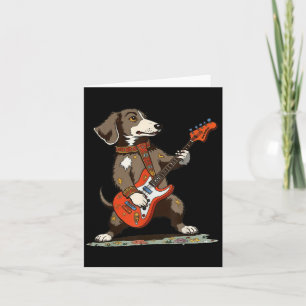 Vintage Dachshund Weenie die gitaar speelt Funny D Kaart