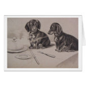 Vintage - Dachshunds Sniff out a Meal, (Voorkant Horizontaal)