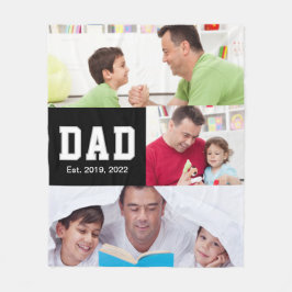 Vintage Dad Established Gift Text 3 Photo  Fleece Deken