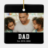 Vintage Dad Established Text Photo Keramisch Ornament (Achterkant)