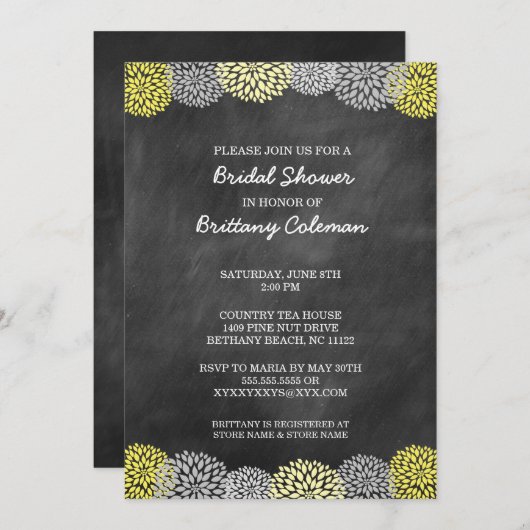 Vintage Dahlia Chalkboard Vrijgezellenfeest nodigt Kaart (Voorkant / Achterkant)