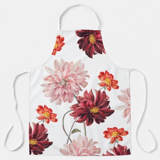 Vintage Dahlias botanisch apron Schort (Voorkant)