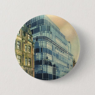 Vintage Daily Express Building aan Fleet Street Ronde Button 5,7 Cm