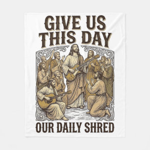 Vintage Daily Shred Religieuze Gitaar Vector Fleece Deken