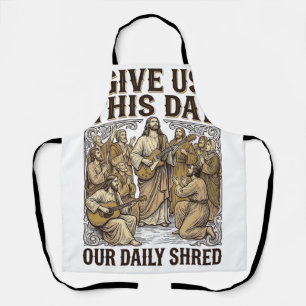 Vintage Daily Shred Religieuze Gitaar Vector Schort