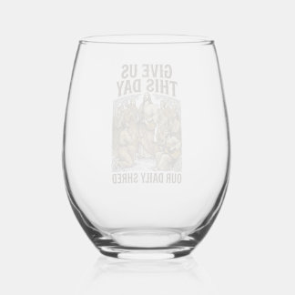 Vintage Daily Shred Religieuze Gitaar Vector Wijnglas Zonder Voet