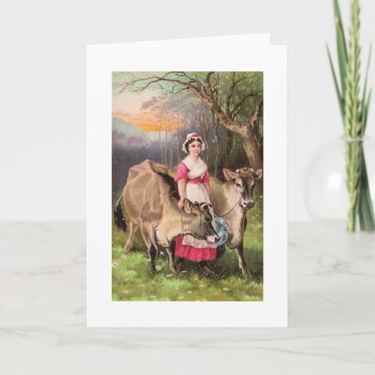 Vintage - Dairy Maid and Koeien, Kaart (Voorkant)
