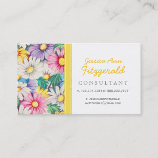 Vintage Daisies Floral Retro Pattern Visitekaartje