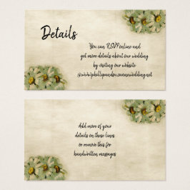 Vintage Daisies Floral Wedding-kaart Visitekaartje