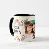 Vintage Daisy Boho Regenboog Gepersonaliseerde Fot Mok (Voorkant links)