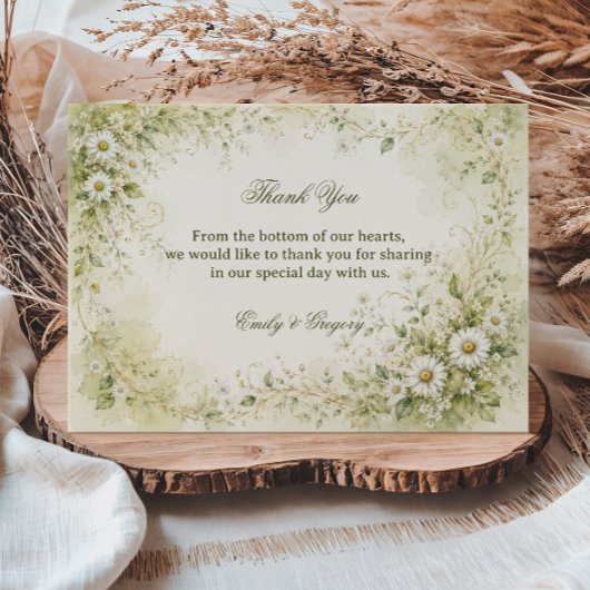 Vintage Daisy Botanisch Bedankkaart