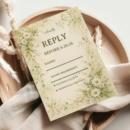 Vintage Daisy Botanisch RSVP Kaartje
