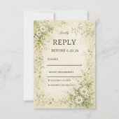 Vintage Daisy Botanisch RSVP Kaartje (Voorkant)