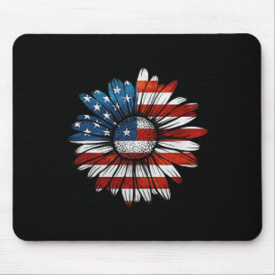 Vintage Daisy Usa Amerikaanse Vlag 4 Juli Patriott Muismat