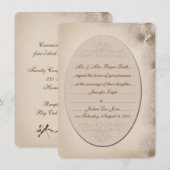 Vintage Daisy Wedding Invitation Kaart (Voorkant / Achterkant)