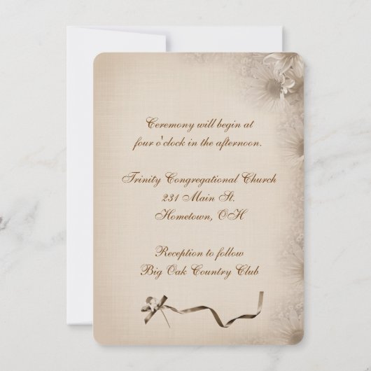 Vintage Daisy Wedding Invitation Kaart (Achterkant)