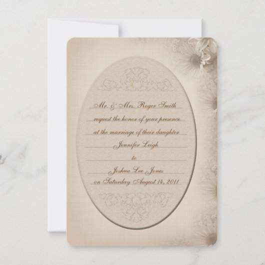 Vintage Daisy Wedding Invitation Kaart (Voorkant)