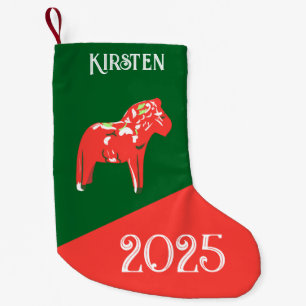 Vintage Dala Horse Kleine Kerstsok