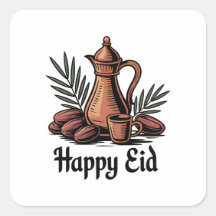 Vintage Dallah Arabische koffie Eid stickerontwerp