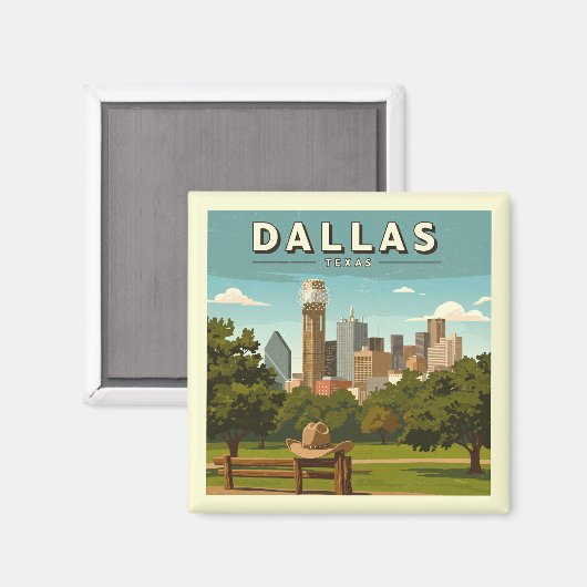 Vintage Dallas Texas Magneet (Voorkant / Achterkant)