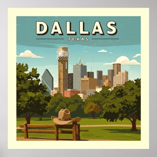 Vintage Dallas Texas Poster (Voorkant)