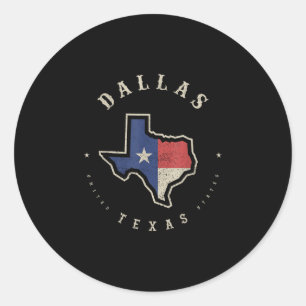 Vintage Dallas Texas staatsvlag kaart souvenir cad Ronde Sticker