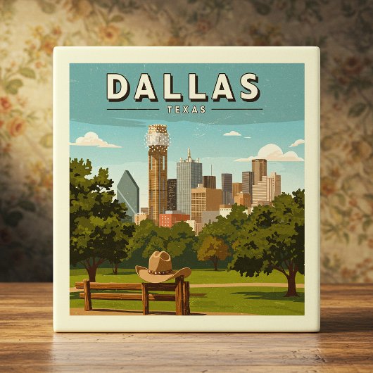 Vintage Dallas Texas Tegeltje