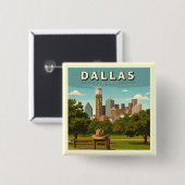 Vintage Dallas Texas Vierkante Button 5,1 Cm (Voorkant /achterkant)