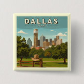 Vintage Dallas Texas Vierkante Button 5,1 Cm (Voorkant)