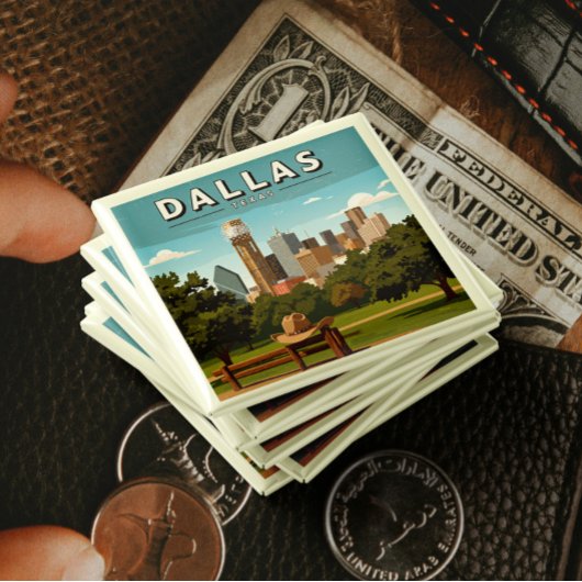 Vintage Dallas Texas Vierkante Button 5,1 Cm