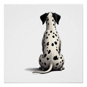 Vintage Dalmatian hond van achteren Illustratie Mi Perfect Poster