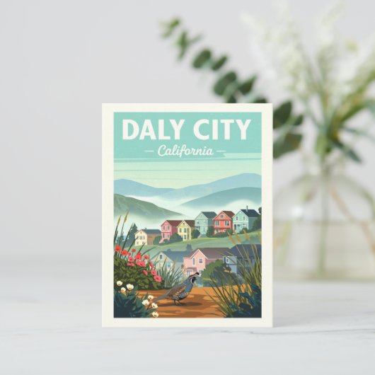 Vintage Daly City California Briefkaart (Staand voorkant)