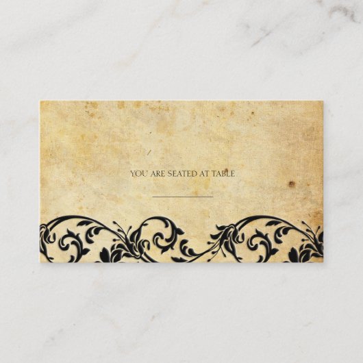 Vintage Damask Black Swirl Wedding Plaatskaarten Plaatskaartje (Voorkant)