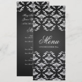 Vintage Damask Black van het huwelijksmenu Menu (Voorkant / Achterkant)