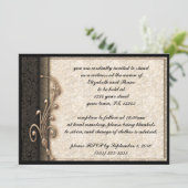 Vintage Damask Elegant Gothic Wedding Uitnodiging (Staand voorkant)