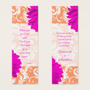 Vintage Damask Gerber Daisy Wedding Labels Mini Visitekaartjes