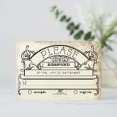 Vintage Damask Modern Typography Wedding RSVP (Staand voorkant)