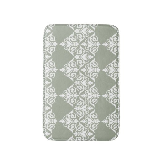 Vintage Damask Sage Bathmat Badmat (Voorkant Verticaal)