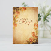 Vintage Damask Shabby Chic Peach Rozen RSVP (Staand voorkant)