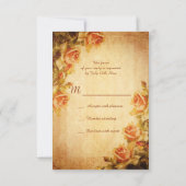 Vintage Damask Shabby Chic Peach Rozen RSVP (Achterkant)