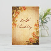 Vintage Damask Shabby Chic Perzikrozen 25e Kaart (Staand voorkant)