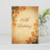 Vintage Damask Shabby Chic Perzikrozen 45ste Kaart (Staand voorkant)