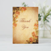Vintage Damask Shabby Chic Perzikrozen Bedankt (Staand voorkant)