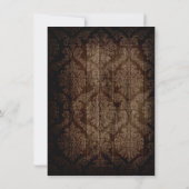 Vintage Damask Sunflower Rustic Wedding Invitation Kaart (Achterkant)