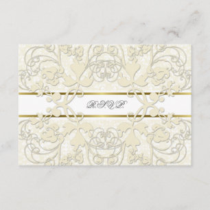 Vintage Damask Swirls Lace Elegant Wedding RSVP