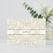 Vintage Damask Swirls Lace Elegant Wedding RSVP (Staand voorkant)