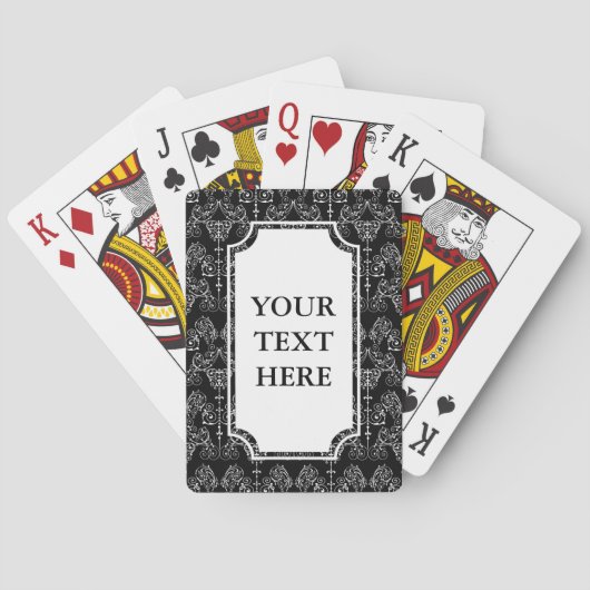 Vintage Damast Behang - wit + uw achtergrond. Pokerkaarten (Achterkant)
